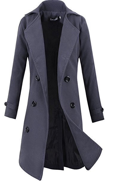 Lende Men's Trench Coat Winter Long Jacket Double Breasted Overcoat