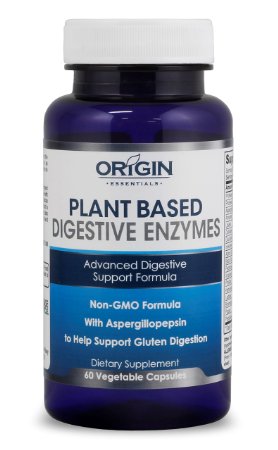 Essentials Digestive Enzymes - Supports Digestion of Gluten and Multiple Food Groups - Assists in Reduction of Gas Bloating Constipation - Plant Based non-GMO and Vegetarian Supplement