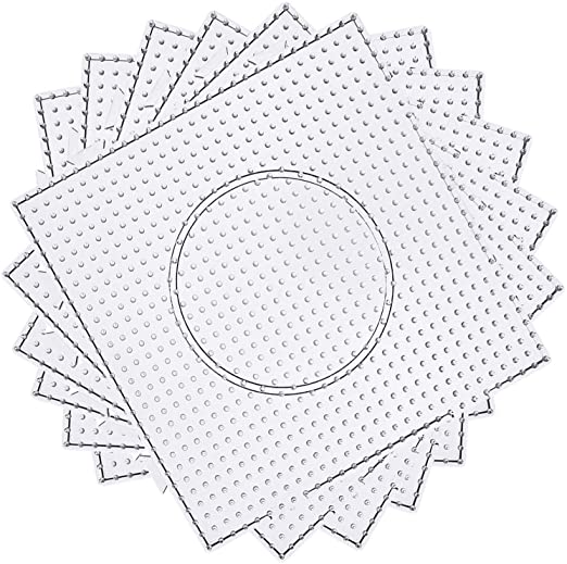 H&W 6PCS 5mm Fuse Beads Boards, Large Clear Pegboards Kits, with Gift 4 Lroning Paper (WA3-Z6)