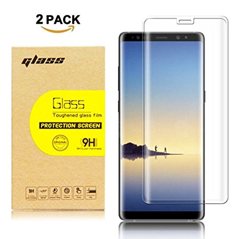 Galaxy NOTE8 Glass Screen Protector,DEEPCOMP[2Pack] Highest Quality Premium Tempered Glass Anti-Scratch,3D Curved,100% Touch Sensitivity,HD Clear,Scratch Resistant,Bubble Free(transparent)