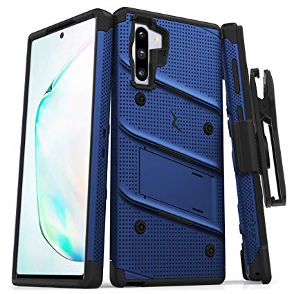 ZIZO Bolt Series Samsung Galaxy Note 10 Case | Heavy-Duty Military-Grade Drop Protection w/Kickstand Included Belt Clip Holster Lanyard (Blue/Black)