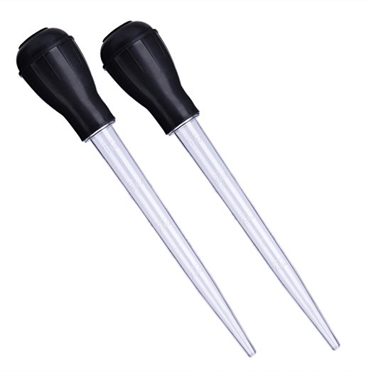 Shappy Plastic Turkey Baster Nylon Baster Heat Resistant with Rubber Bulb and Graduation Tube, 11 Inch, 2 Pack
