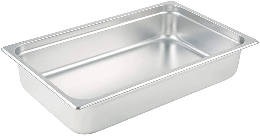 Winco Anti-Jamming Steam Pan, Full-Size x 4-Inch,Stainless Steel,Medium