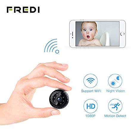 Spy Camera 1080P,FREDI Hidden Camera Wifi Mini Camera Indoor Small Camera Wireless Tiny Covert Cam Security Home Camera with Night Vision/Motion Detection for iPhone/Android Phone/iPad