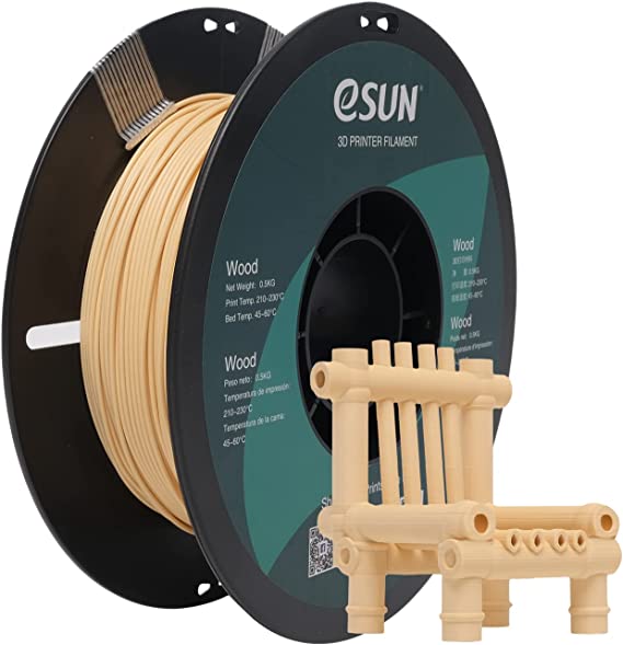 eSUN Wood PLA Filament 1.75mm, Wood PLA 3D Printer Filament, 0.5KG Spool 3D Printing Filament for 3D Printers, Wood Color