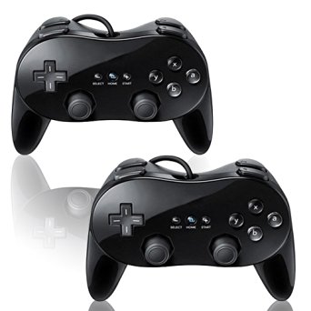 Zettaguard 2 Pack Controller Black for Wii,classic Console Gampad Gaming Pad Joypad Pro for Nintendo Wii 2 Pack