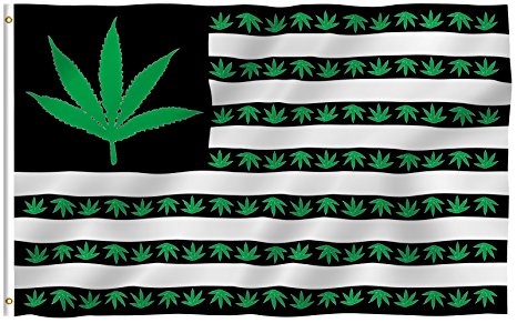 ANLEY [Fly Breeze] 3x5 Foot Marijuana Leaf USA Polyester Flag - Vivid Color and UV Fade Resistant - Canvas Header and Double Stitched - US Marijuana Leaves Flags with Brass Grommets 3 X 5 Ft