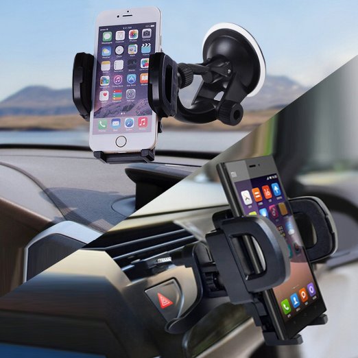iMustech 2-in-1Universal Cell phone car mounts Secure iPhone 66 Plus5S5C4SSamsung Galaxy S6S6 EdgeS4S3Note 4 to Vehicles Windshield or Air Vent