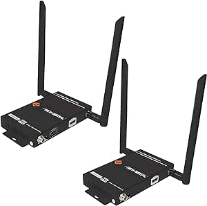 J-Tech Digital 1X2 Wireless HDMI Extender 200ft Dual Antenna Supporting Full HD 1080p with HDMI Loop Output Operation Channel Change IR Passthrough [JTECH-WEX200]