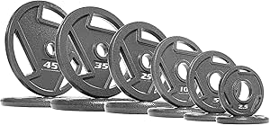 BalanceFrom Cast Iron Olympic 2-Inch Plate Weight Plate for Strength Training and Weightlifting, Multiple Options, Multiple Packages