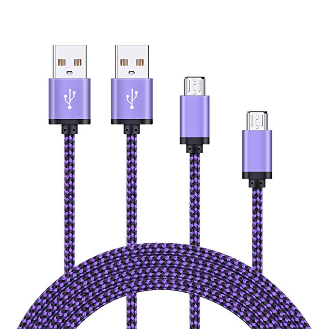 Android Charger Cable, FiveBox 2-Pack 6ft Micro USB Cable Cord Braided Fast Charging Phone Charger for Samsung Galaxy J3 J7 S6 S7 Edge S3 S4, LG stylo 2/3, LG G3 G4 K30 K20 Plus, Kindle Fire 7 8 10