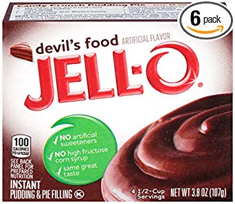 JELL-O Instant Devil's Food Pudding & Pie Filling (3.8 oz Boxes, Pack of 6)