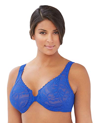 Glamorise Women's Full Figure Wonderwire Front Close Stretch Lace Bra #9245