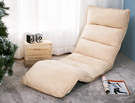 Merax Foldable Floor Chair Relaxing Lazy Sofa Bed Seat Couch Lounger (Beige.01)