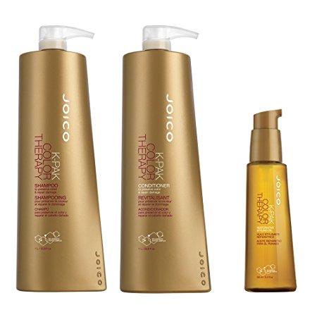 Joico K Pak Color Therapy Shampoo & Conditioner, 33.8 oz Duo & Joico Restorative Oil, 3.4 oz