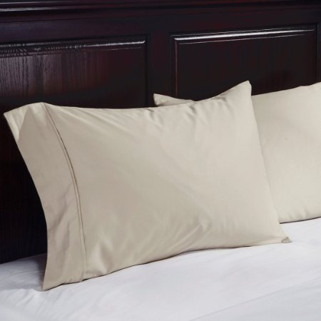 Puredown Luxury 600 Thread Count Egyptian Cotton Pillowcase, Set of 2, King size, light coffee