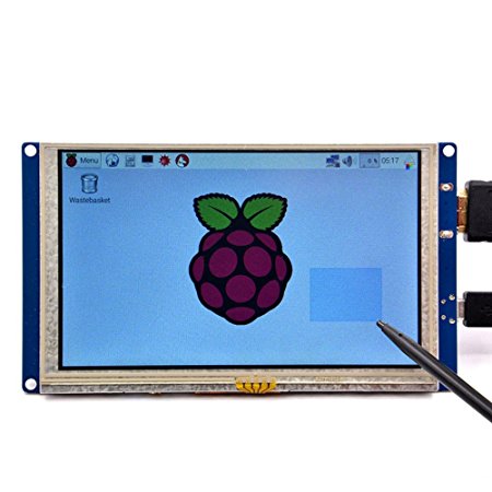GeeekPi 5 inch HDMI Monitor LCD Resistive Touch Screen 800x480 LCD Display USB Interface for Raspberry Pi 3 / 2 Model B / B  & Banana Pi ( Plug and Play Free Driver )