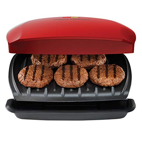 George Foreman Grill, Classic Plate Grill and Panini Press, 5 Servings, Red, GR2080RC