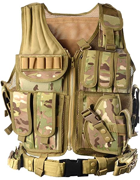 YAKEDA Tactical Vest Outdoor Ultra-Light Breathable Combat Training Vest Adjustable for Adults 600D Encryption Polyester-VT-1063