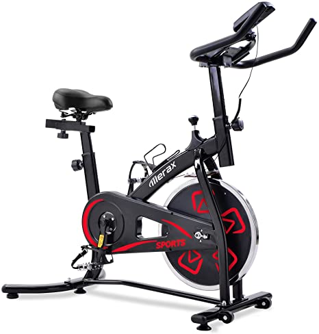 Merax Exercise Bike,Indoor Cycling Bike,adjustable handlebars & seat on board, LCD Monitor,reads speed, distance, time, calories   pulse