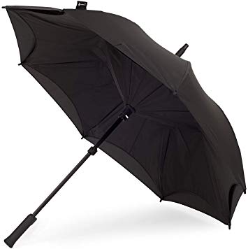 Original Kazbrella Reverse Folding Inverted Umbrella Double Layer Wind Proof UV Proof (Black (straight handle))