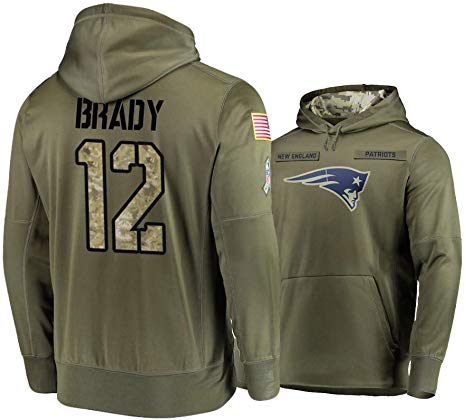 Dunbrooke Apparel New England Patriots #12 Tom Brady Mens Salute to Service Hoodie - Olive