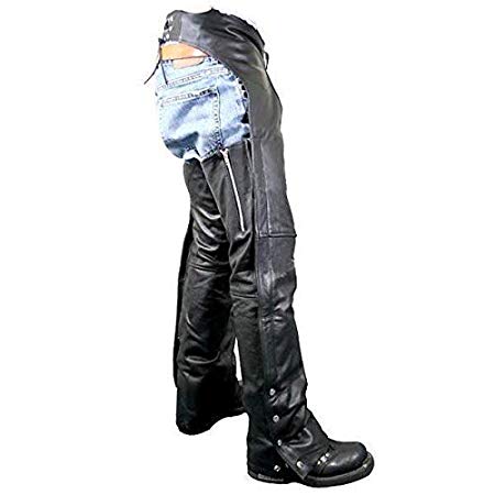 Xelement B7552 Men's Black Easy Fit Premium Motorcycle Chaps - Black / 38