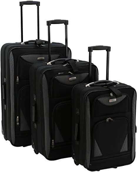 Travelers Club Skyview II Softside Luggage Set, Black, 3-Piece (20/24/28)