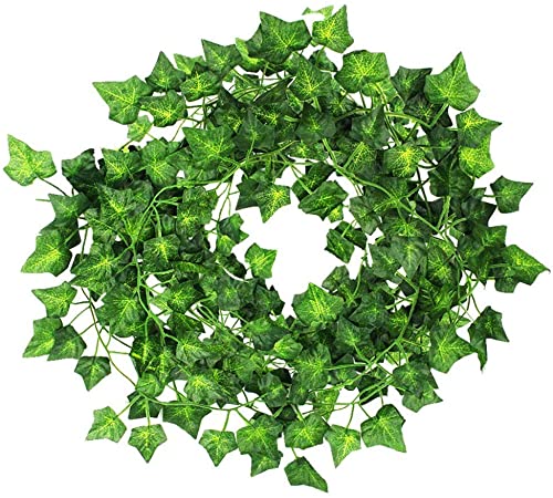 KUPOO Ivy Garland 12 Strands (Total 80 Feet) Fake Ivy Artificial Ivy Leaves Greenery Garlands Hanging for Wedding Party Garden Wall Decoration (Style A)