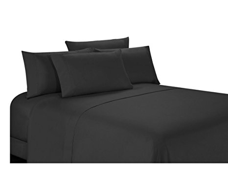 Home Basics Ultra Soft Brushed  6 Piece Microfiber 90GSM Sheet Set - Hypoallergenic, King, Black