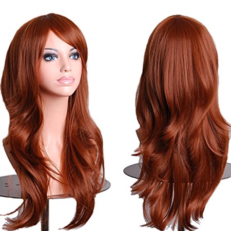 Outop Women's Hair Wig Long Big Wavy Hair Heat Resistant Wig (Brown)