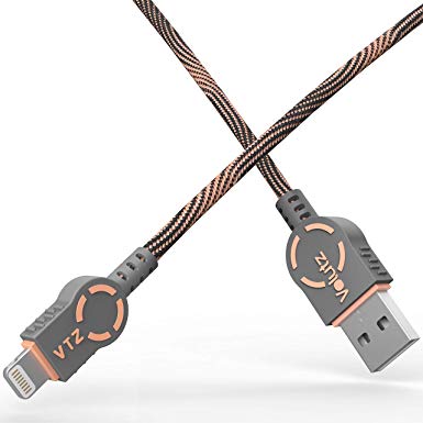 Volutz iPhone Lightning Cable, MFi Certified Apple Charger Cord, Fast Charging 6ft Nylon Braided, Compatible with iPhone Xs Max X XR 8 7 6s 6 Plus SE 5 5s 5c, iPad, iPod ArmorCord Series (Rose-Gold)