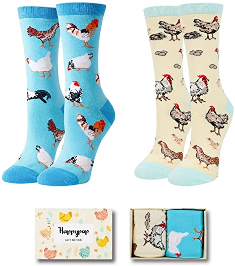HAPPYPOP Funny Women Chicken Socks Llama Socks Cow Socks Gifts Cat Dog Animal Lovers Gifts