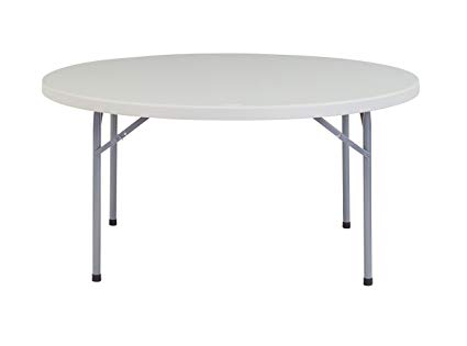 National Public Seating 60" Heavy Duty Round Folding Table, Speckled Grey, 1000 lbs Capacity
