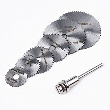 Drill Warehouse 6pc 1/8" Shank High Speed Steel Mini Saw Blades with Mandrels for Dremel Fordom Rotary Tool