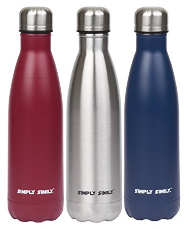 Simply Simily Insulated Water Bottle Built in BPA Free 18/8 Stainless Steel with Double Walled Vacuum Insulation - Perfect for Cycling or Any Outdoor Sports - Fits in Bicycle Water Bottle Cage - 17 Oz