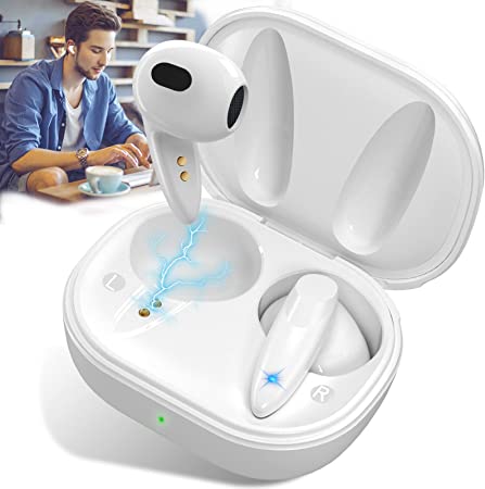 Pradory Wireless Earbuds,Bluetooth Earbuds Stereo Wireless Earpieces Mini Wireless Earbuds with Microphone Sports Wireless in Ear Earphones Compatible with Android & iOS Native Voice Assistant(White)