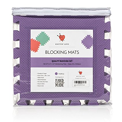 Knitting Blocking Mat Set - Extra Thick .78inch, Steam and Wet Block, Durable, Storage Bag Included, Easy to Use, Easy to Store (Purple)