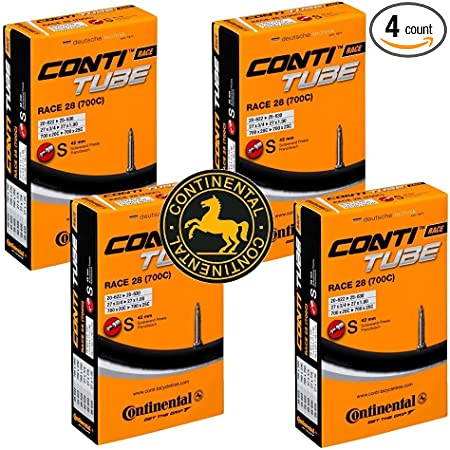 Continental Race 28" 700x20-25c Inner Tubes - 42mm Presta Valve (Pack of 4 Tubes w/Conti Sticker)