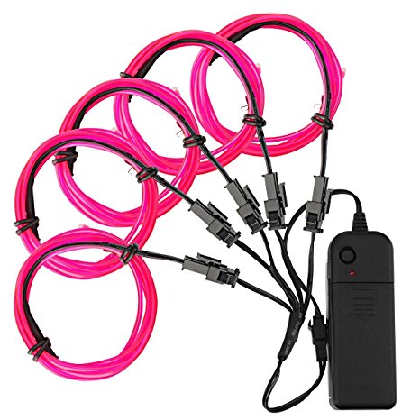 El Wire, Zitrades El Wire Kit 4 Modes Battery Operated For Party Indoor Outdoor Decoration, 5 by 1-Meter,Pink