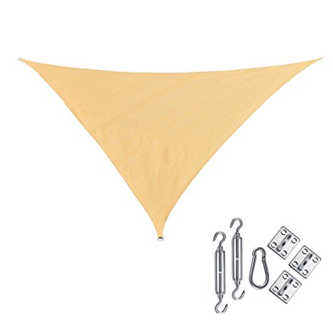 RainLeaf 10' x 10' x 14' Right Triangle Sun Shade Sail for Outdoor and Patio with Hardware Kit, 2nd Generation, Desert Sand
