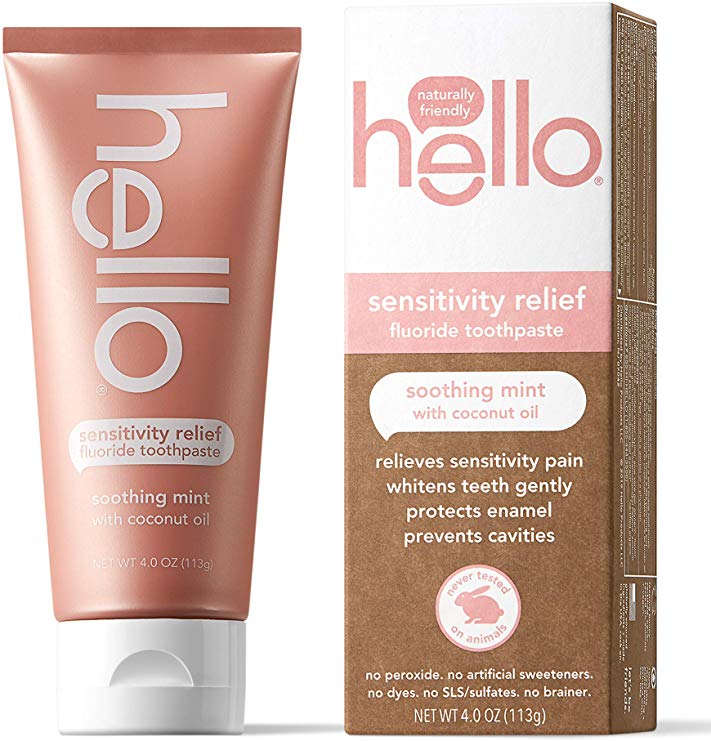 Hello Products - Sensitivity Relief Fluoride Toothpaste Soothing Mint with Coconut Oil - 4 oz.