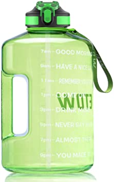 ETDW Gallon Water Bottle with Straw BPA Free, 128oz Motivational Large Water Bottle with Time Marker Leak Proof Gym Bottle Jug with Handle Pop Up Open for Outdoor Activity