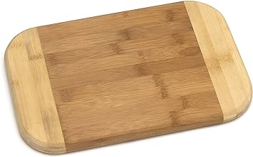 Lipper International 950 Bamboo Wood Two-Tone Kitchen Cutting and Serving Board, Medium, 11-3/4" x 7-3/4" x 3/4"