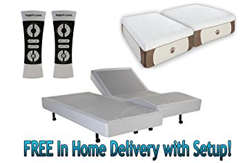DynastyMattress 12 Inch Split-King S-Cape Adjustable Bed Set Sleep System Leggett & Platt with CoolBreeze Gel Mattress-FREE in Home Delivery with Setup