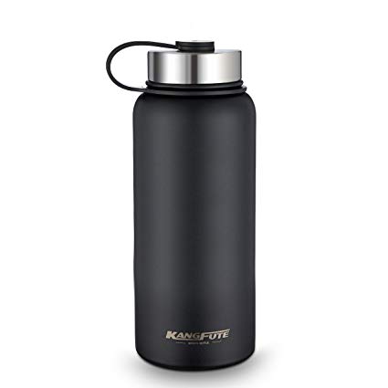 KANGFUTE 18/8 Stainless Steel Water Bottle, Wide Mouth Double Walled Vacuum Insulated Thermos Flask, BPA Free with Leak Proof Lid, Keeps Drinks Hot for 24 Hours, Cold for 12 Hours