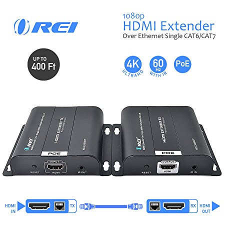 OREI 1080p HDMI Extender Over Ethernet Single CAT6/CAT7 PoE One to Many - 1080P Upto 400 Feet