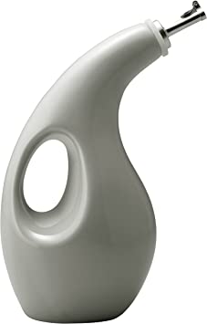 Rachael Ray Solid Glaze Ceramics EVOO Olive Oil Bottle Dispenser with Spout - 24 Ounce , Gray