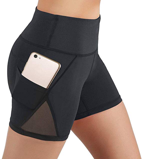 FIRM ABS Womens Mesh Yoga Shorts Workout Running Short Pants Side Pockets