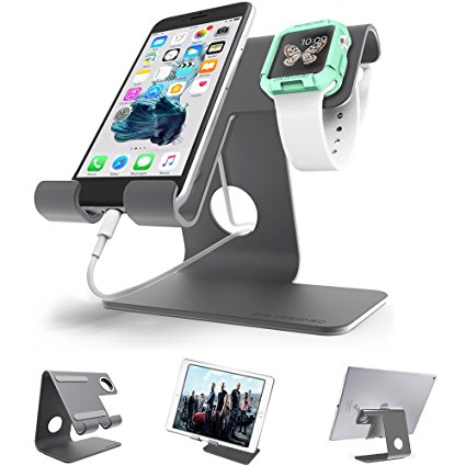 Universal 2 in 1 Cell Phone Desktop Tablet Stand ZVE Apple Iwatch Charging Stands Aluminium Dock Cradle for Apple iWatch/ iPhone 7 Plus/ ipad
